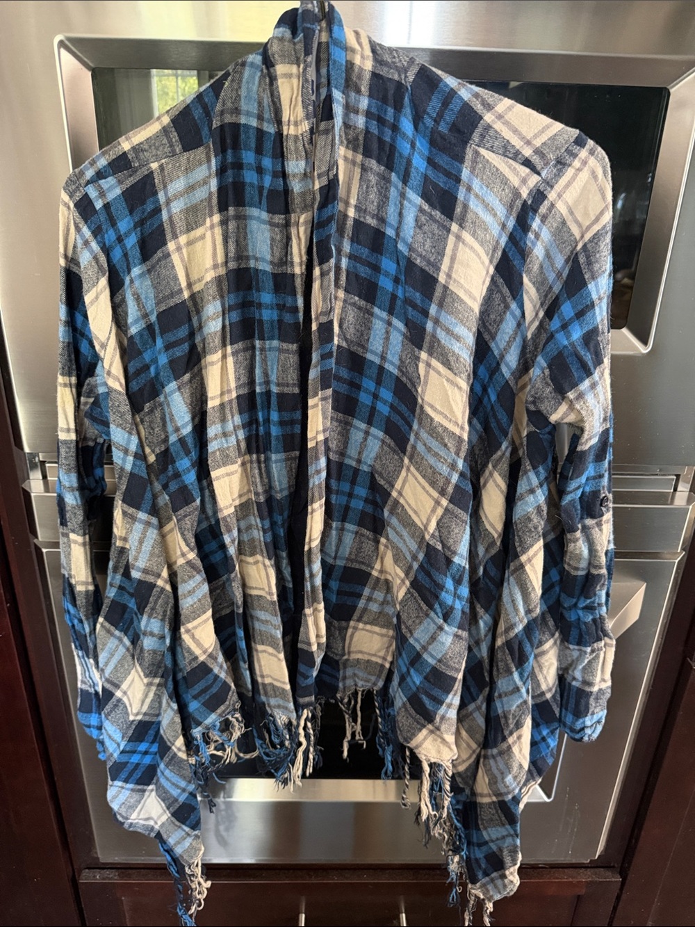 Blue Plaid Fringe Women's Jacket/Coat